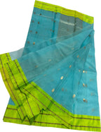 Blue Chanderi Handloom Pure Katan Silk Saree - Elegant and Timeless - Luxurion World