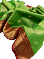 Shop Handloom Green Chanderi Katan Organza Silk Saree - Elegant & Timeless - Luxurion World