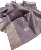 Graceful Grey Chanderi Handloom Silk Cotton Saree - Perfect for Any Occasion - Luxurion World