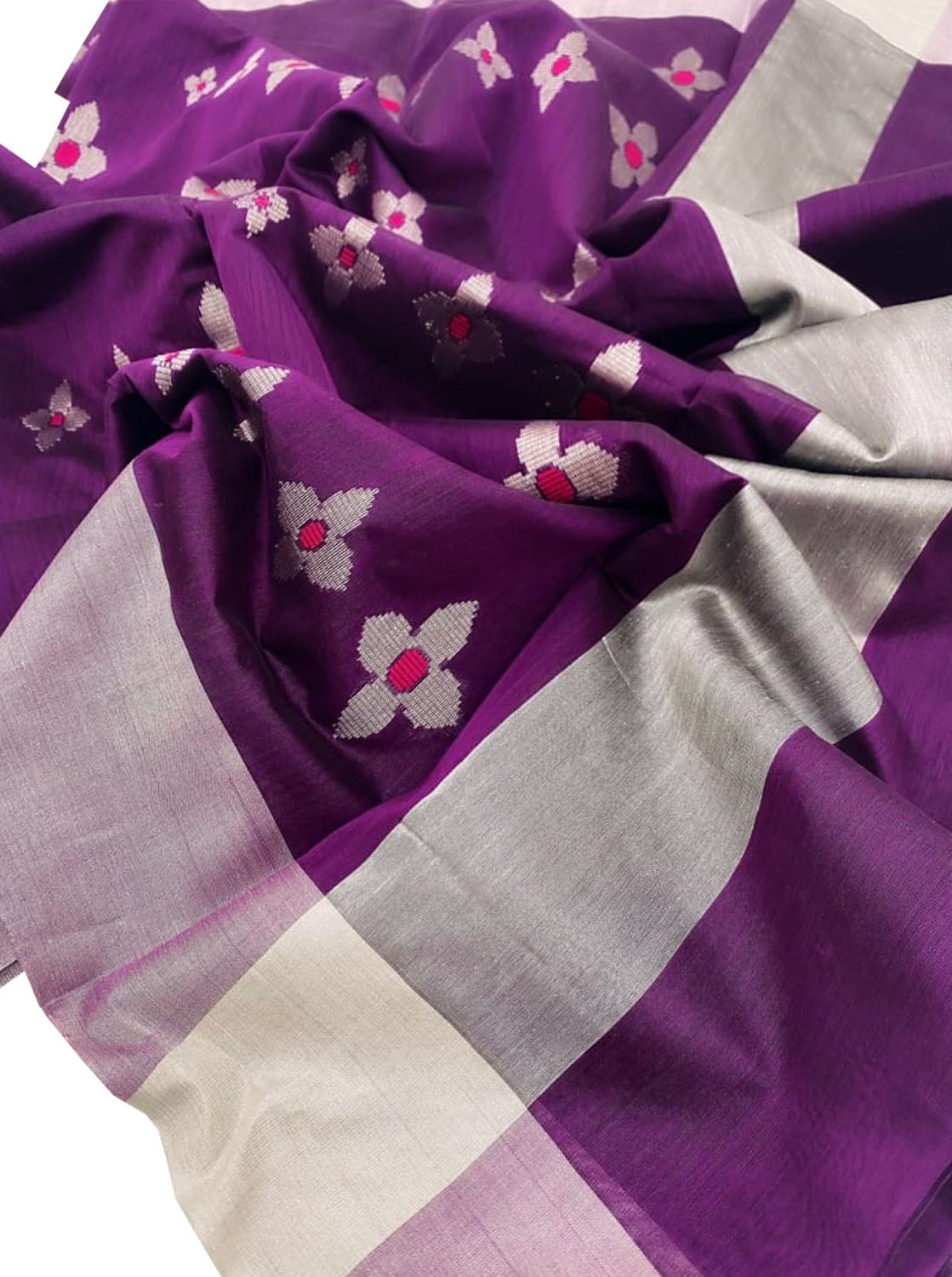 Stunning Purple Chanderi Handloom Silk Cotton Saree - Perfect for Any Occasion! - Luxurion World