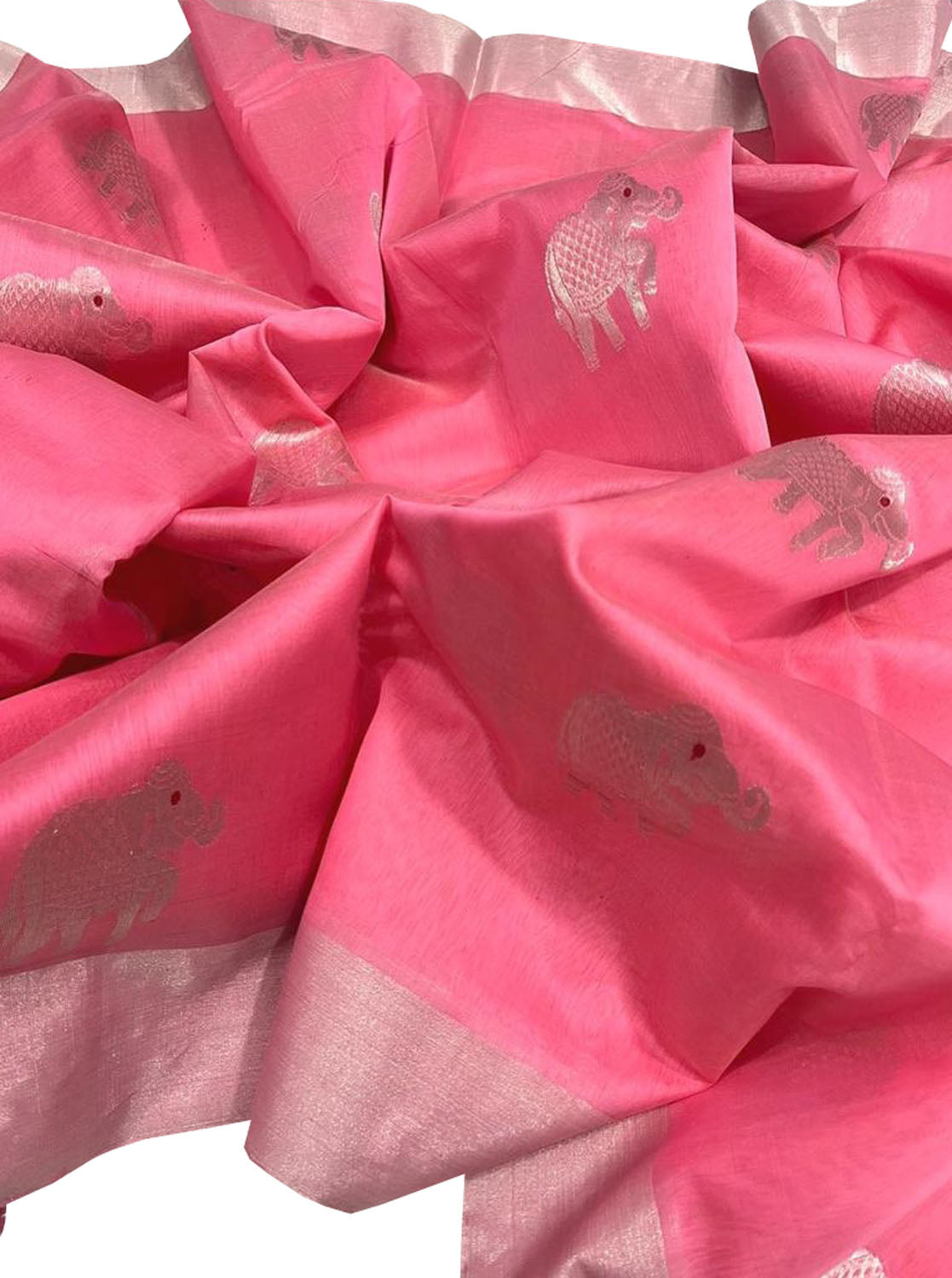 Stunning Pink Chanderi Handloom Silk Cotton Saree - Perfect for Any Occasion! - Luxurion World