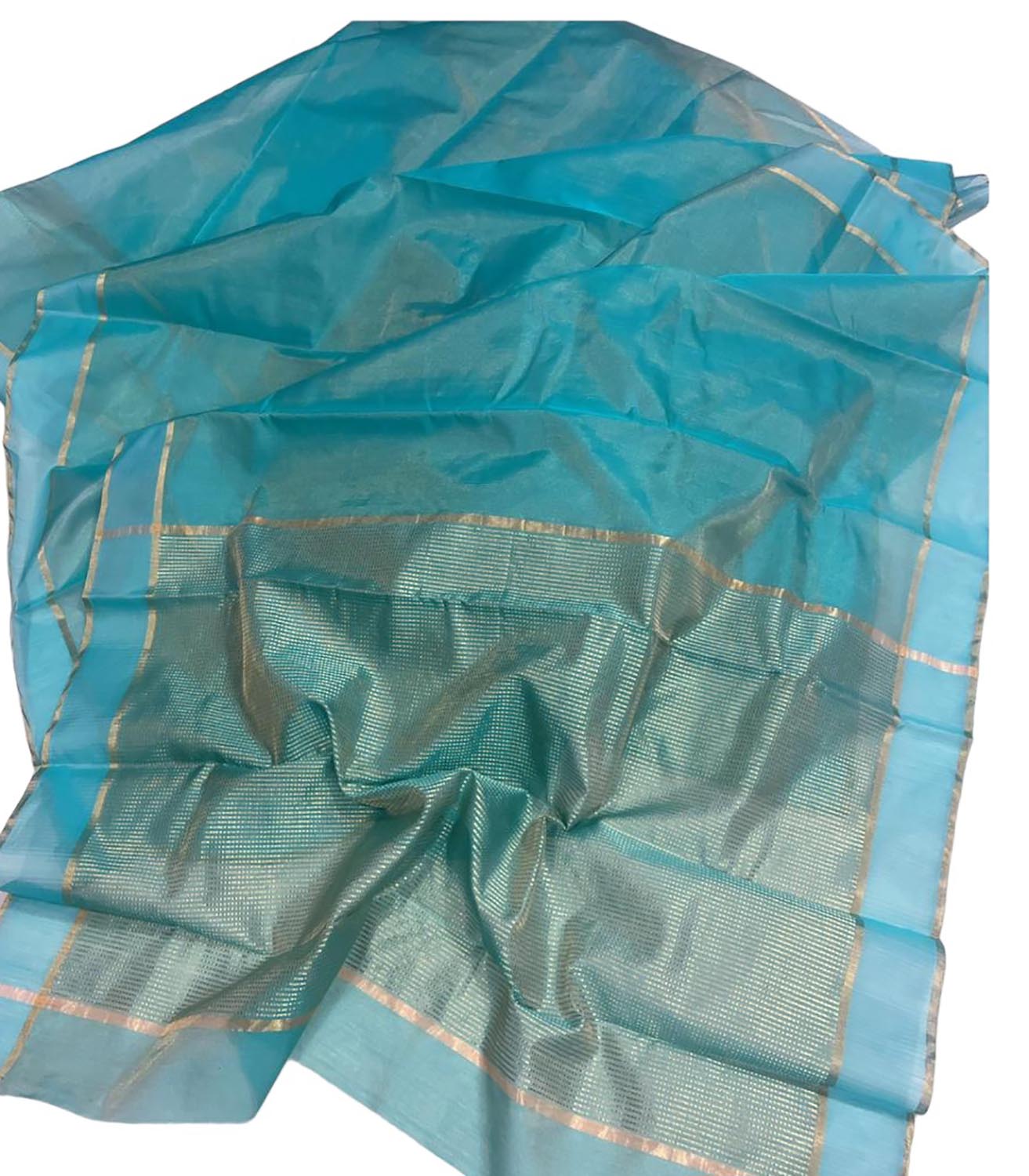 Pure Tissue Silk Blue Chanderi Handloom Saree: Elegant and Timeless