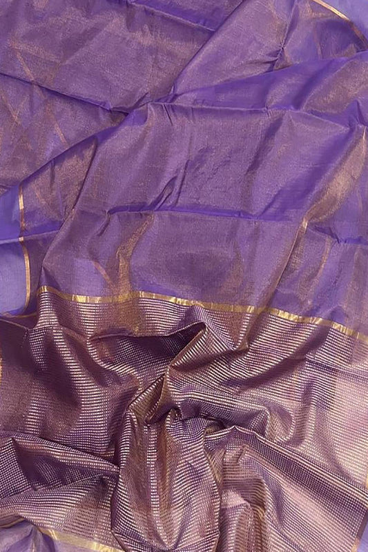 Exquisite Purple Chanderi Handloom Tissue Silk Saree - Pure Elegance - Luxurion World
