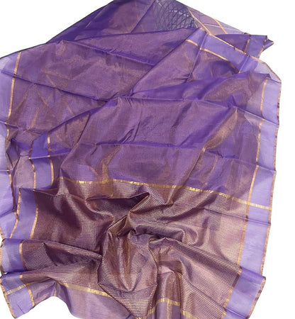 Exquisite Purple Chanderi Handloom Tissue Silk Saree - Pure Elegance - Luxurion World