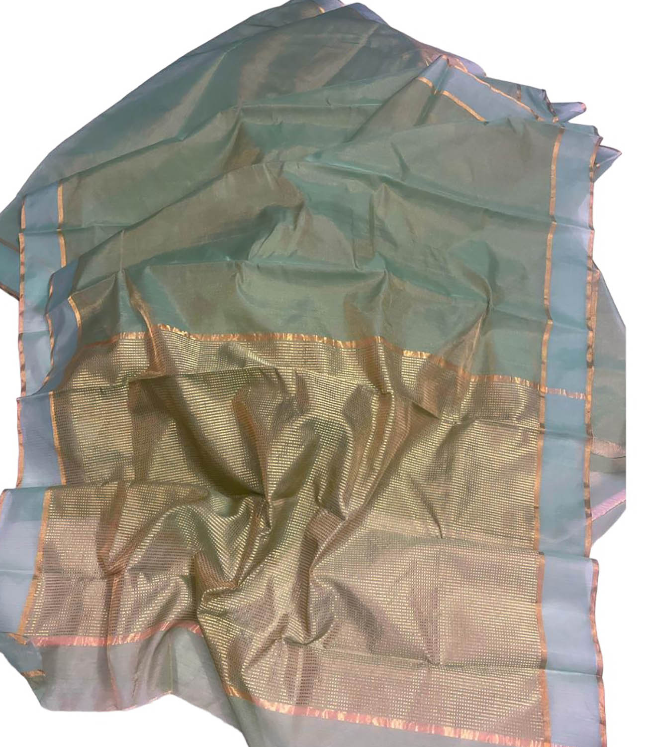 Pure Tissue Silk Saree in Blue Chanderi Handloom: Elegant and Timeless - Luxurion World
