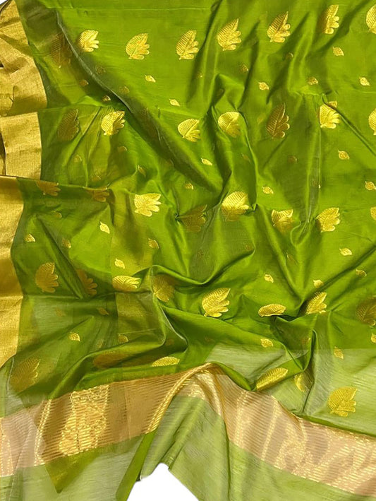 Green Chanderi Handloom Cotton Silk Saree