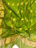Green Chanderi Handloom Cotton Silk Saree - Luxurion World