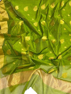 Green Chanderi Handloom Cotton Silk Saree - Luxurion World