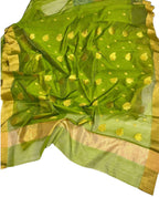 Green Chanderi Handloom Cotton Silk Saree - Luxurion World