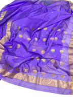 Purple Chanderi Handloom Cotton Silk Saree - Luxurion World