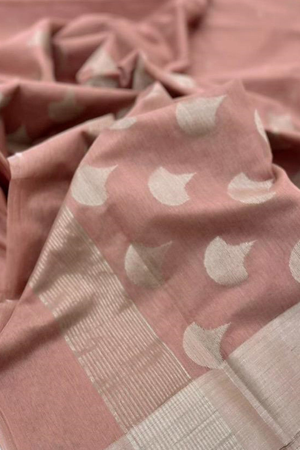 Pink Chanderi Handloom Cotton Silk Saree - Luxurion World