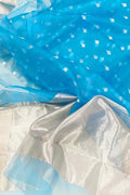 Blue Chanderi Handloom Pure Katan Silk Saree - Luxurion World
