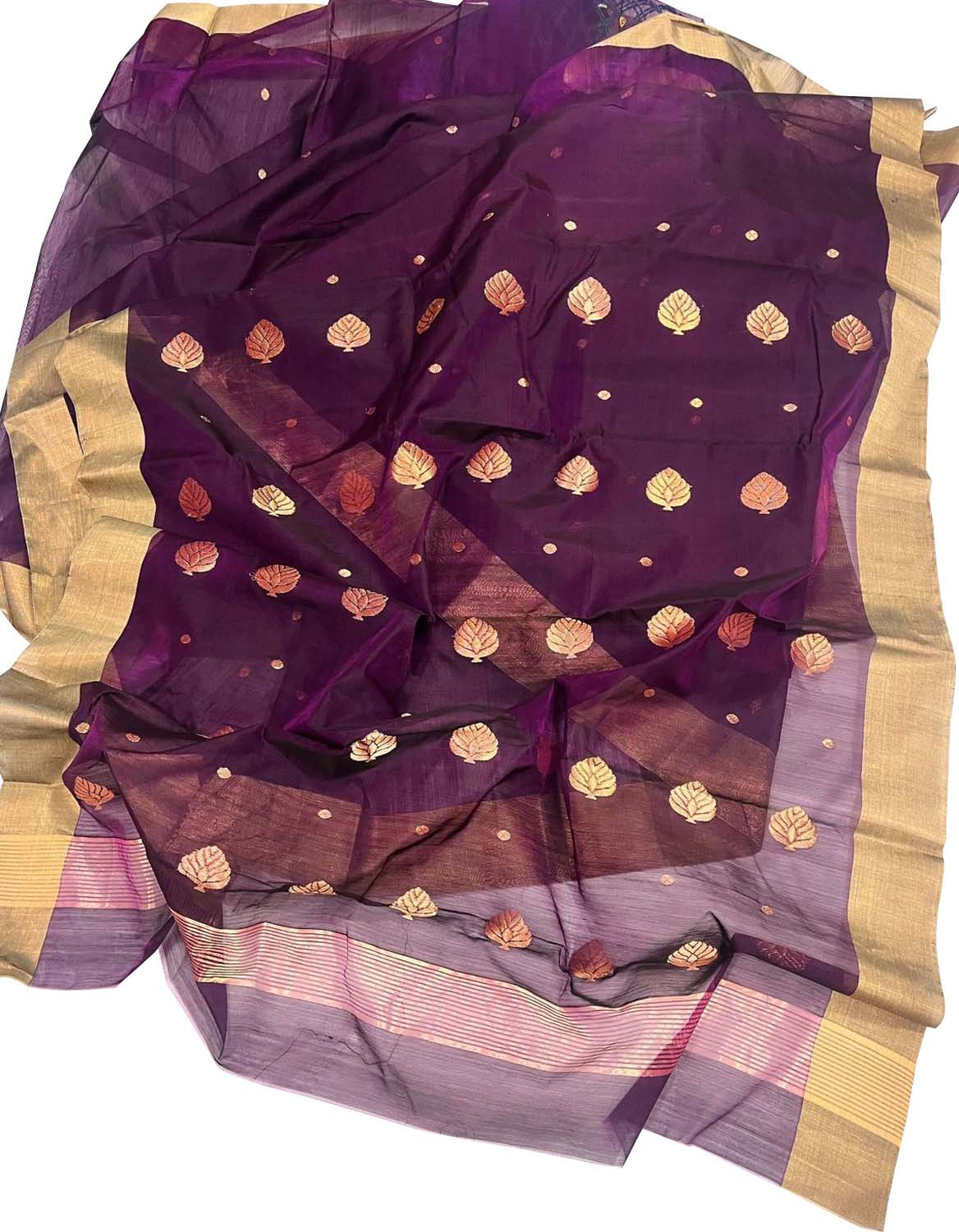 Purple Chanderi Handloom Silk Cotton Saree - Luxurion World