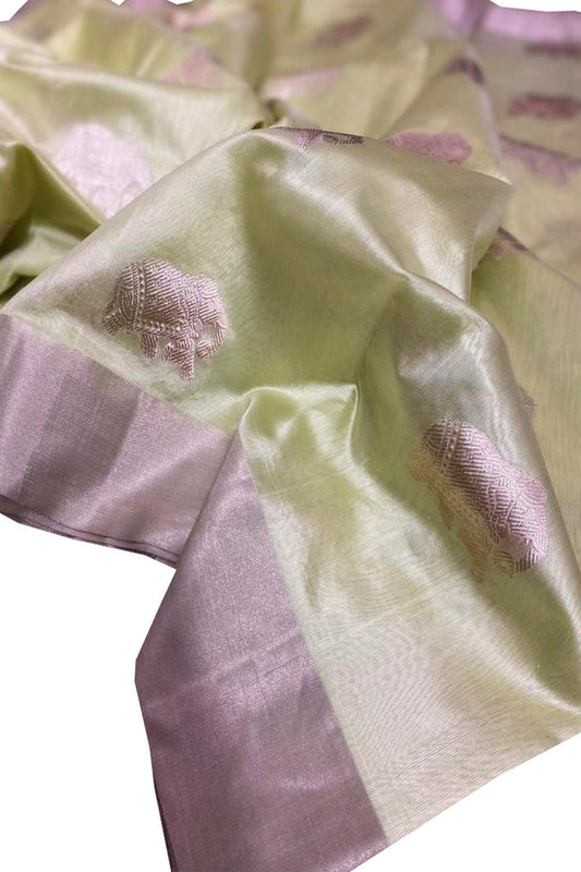 Green Chanderi Handloom Pure Silk Saree - Luxurion World