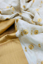 Off White Chanderi Handloom Pure Silk Saree - Luxurion World