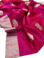 Pink Chanderi Handloom Pure Silk Saree - Luxurion World