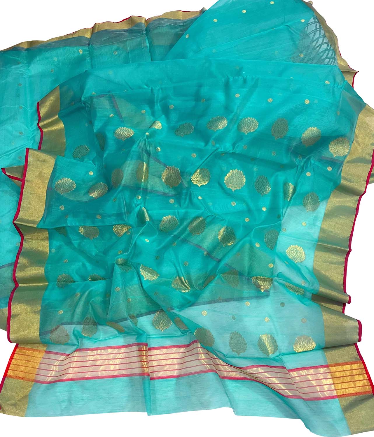 Blue Chanderi Handloom Silk Cotton Saree - Luxurion World