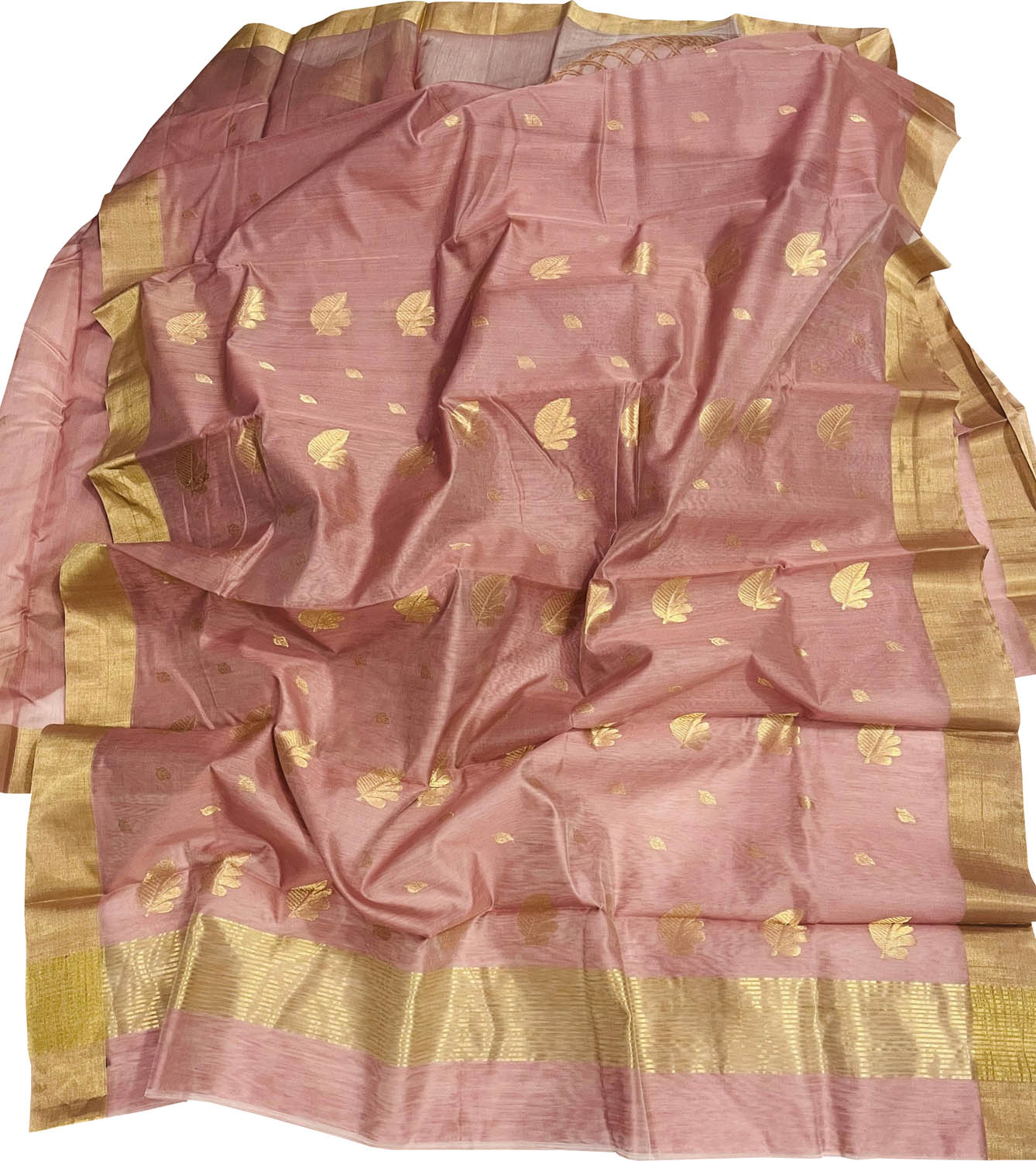 Pink Chanderi Handloom Silk Cotton Saree - Luxurion World