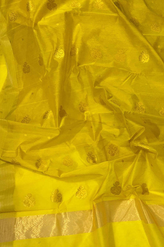 Yellow Chanderi Handloom Silk Cotton Saree