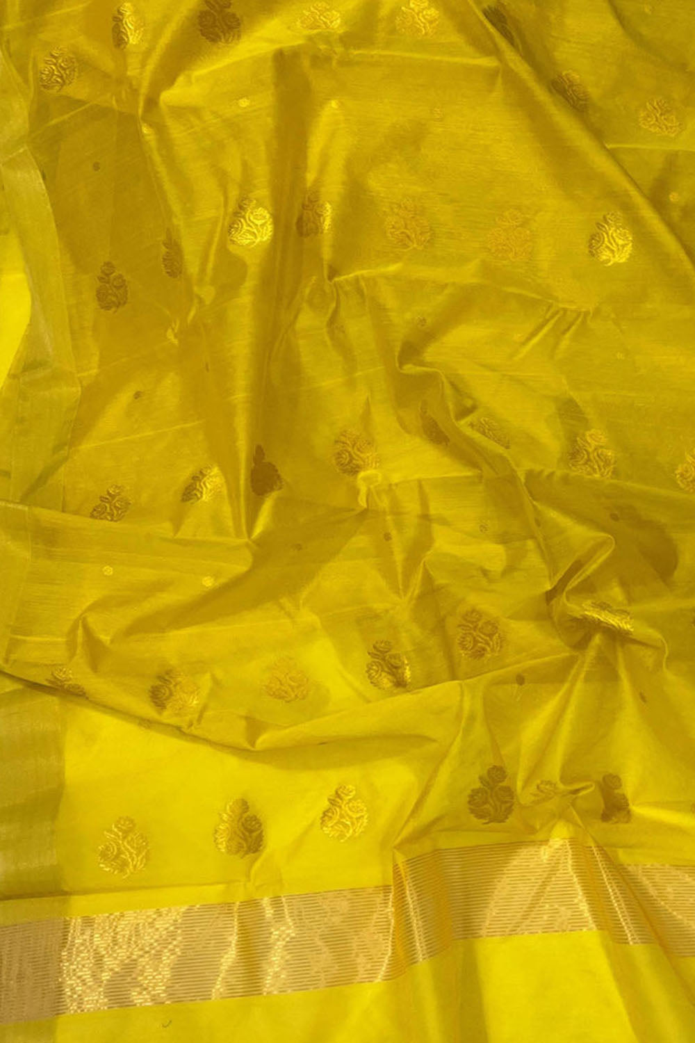Yellow Chanderi Handloom Silk Cotton Saree - Luxurion World
