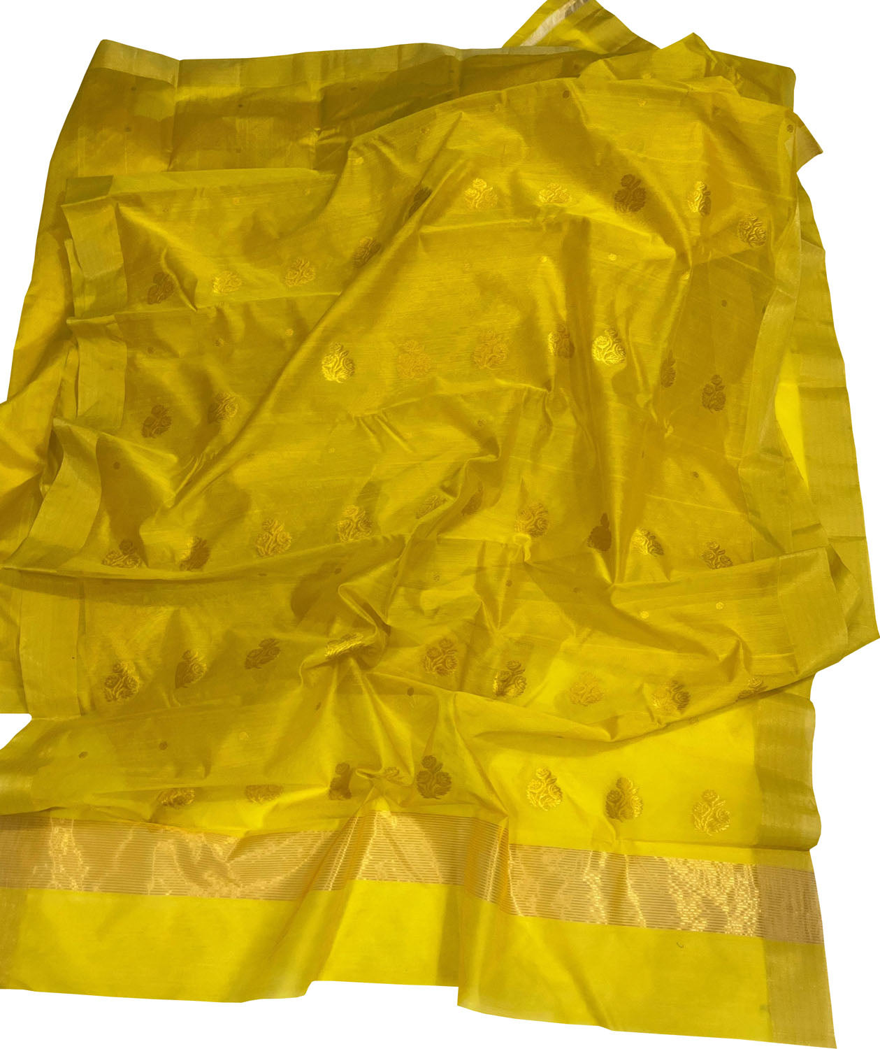 Yellow Chanderi Handloom Silk Cotton Saree - Luxurion World