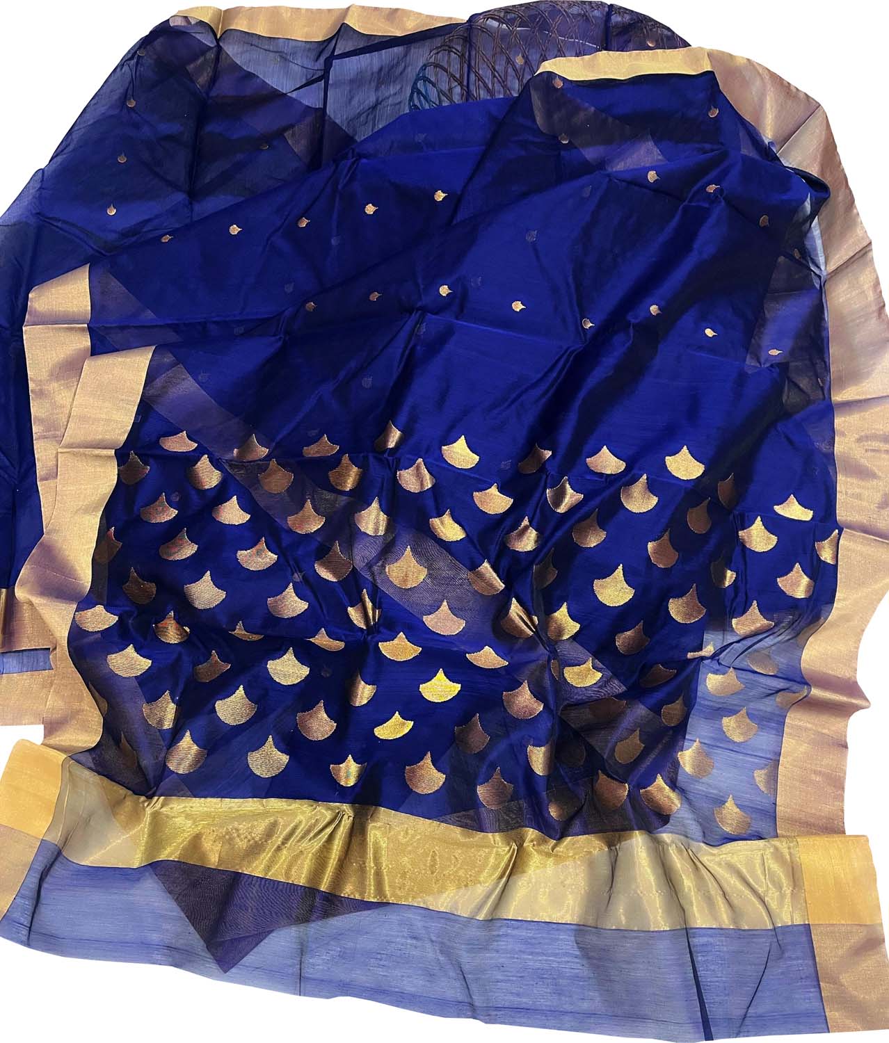 Blue Chanderi Handloom Silk Cotton Saree - Luxurion World