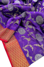 Purple Chanderi Handloom Pure Silk Saree - Luxurion World
