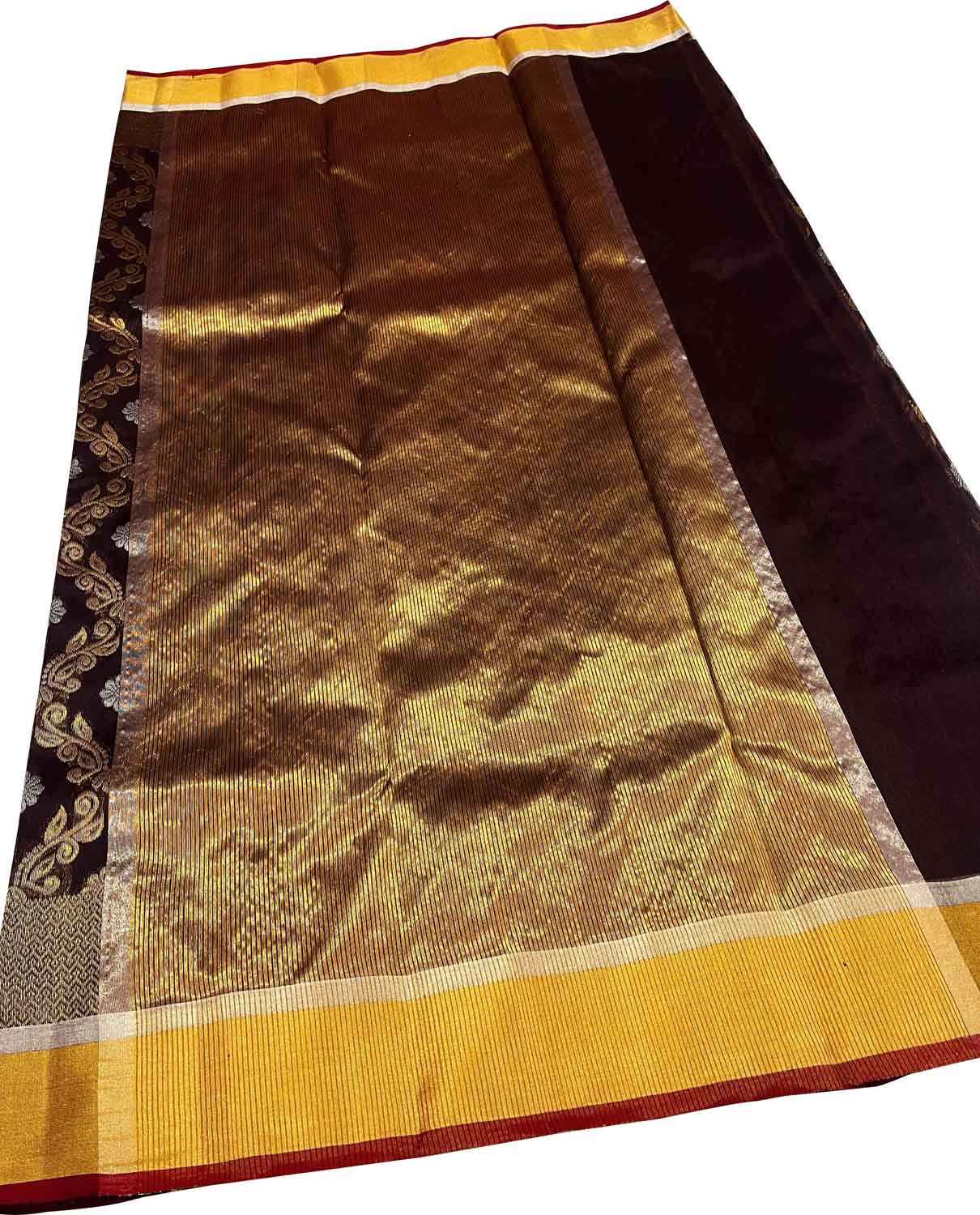Brown Chanderi Handloom Pure Silk Saree - Luxurion World