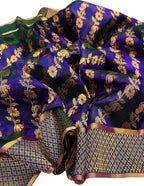 Blue Chanderi Handloom Pure Silk Saree - Luxurion World