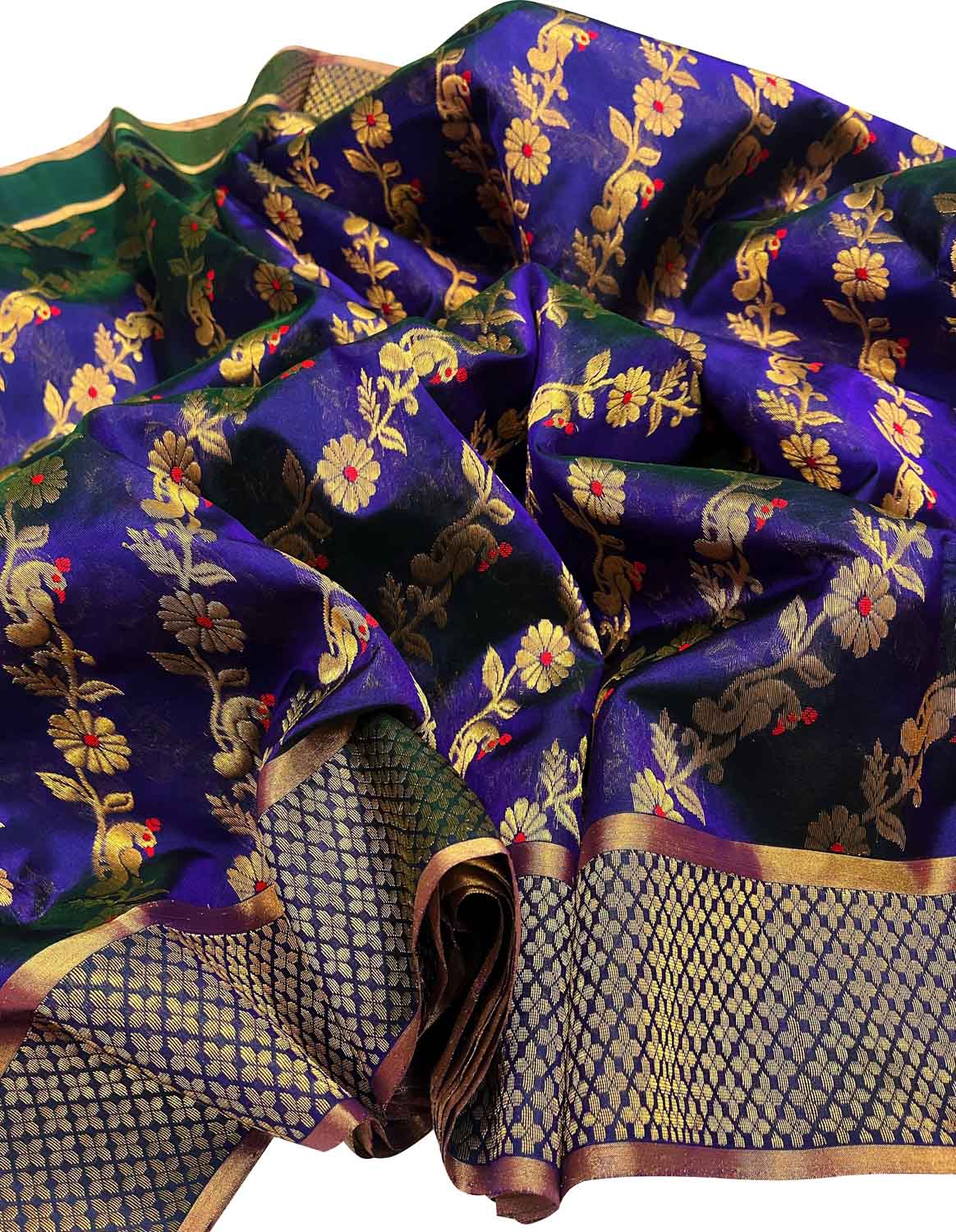 Blue Chanderi Handloom Pure Silk Saree - Luxurion World