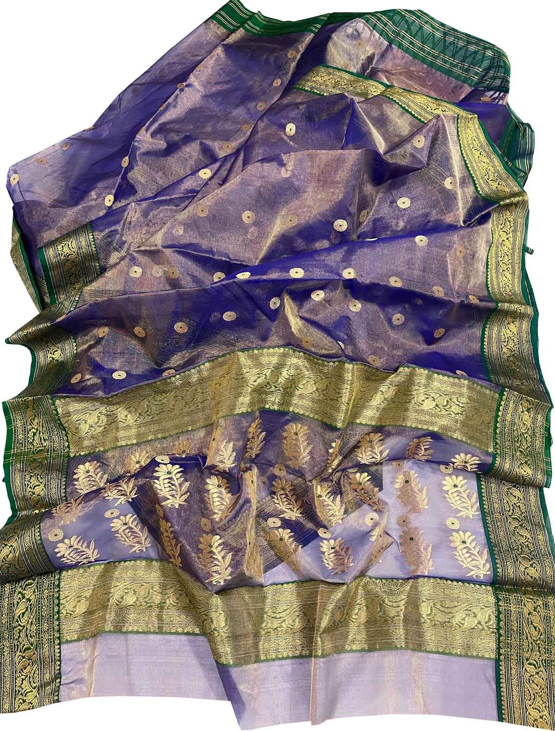 Exquisite Purple Chanderi Handloom Tissue Katan Organza Saree - Luxurion World