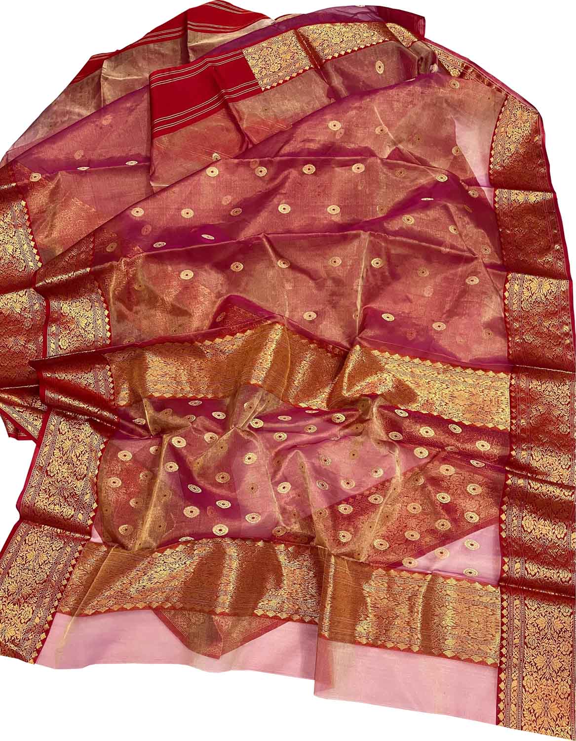 Elegant Pink Chanderi Handloom Tissue Katan Organza Saree: A Timeless Beauty - Luxurion World