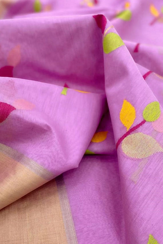 Elegant Pink Chanderi Handloom Silk Cotton Saree