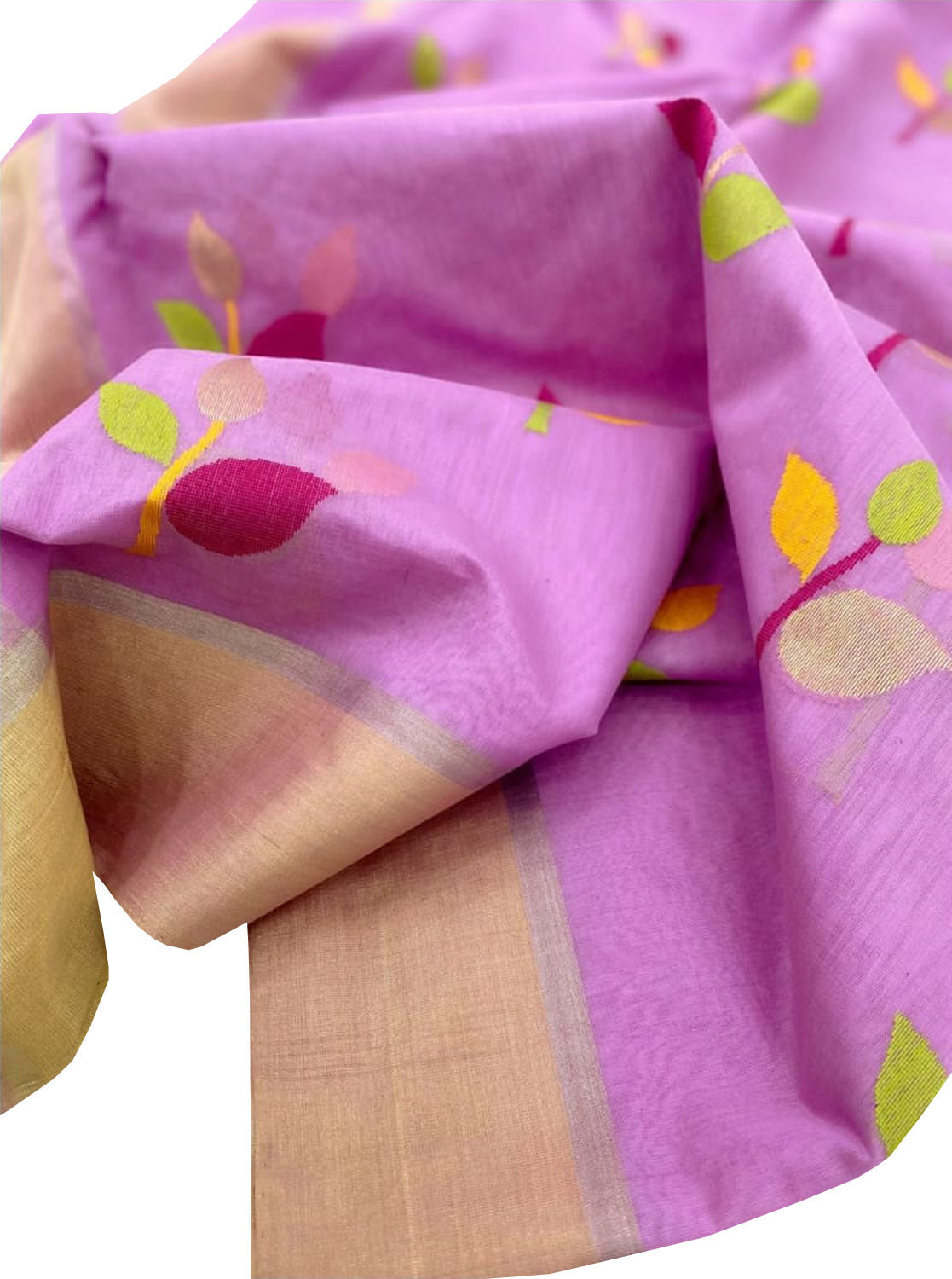 Elegant Pink Chanderi Handloom Silk Cotton Saree - Luxurion World