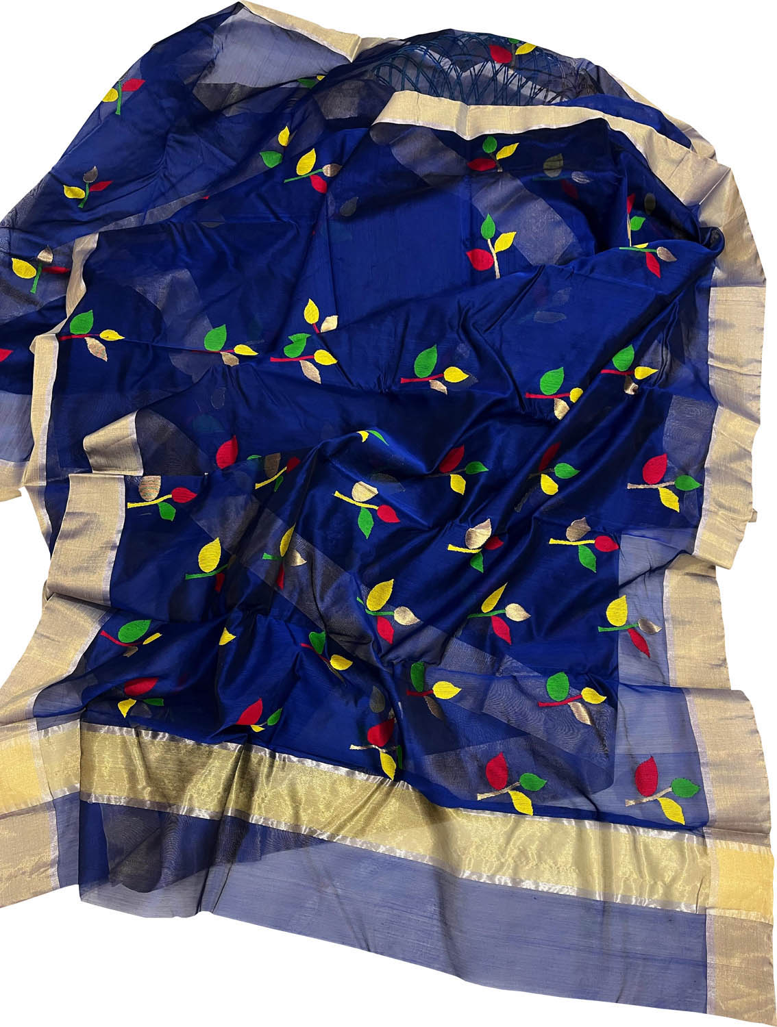 Elegant Blue Chanderi Handloom Silk Cotton Saree - Luxurion World