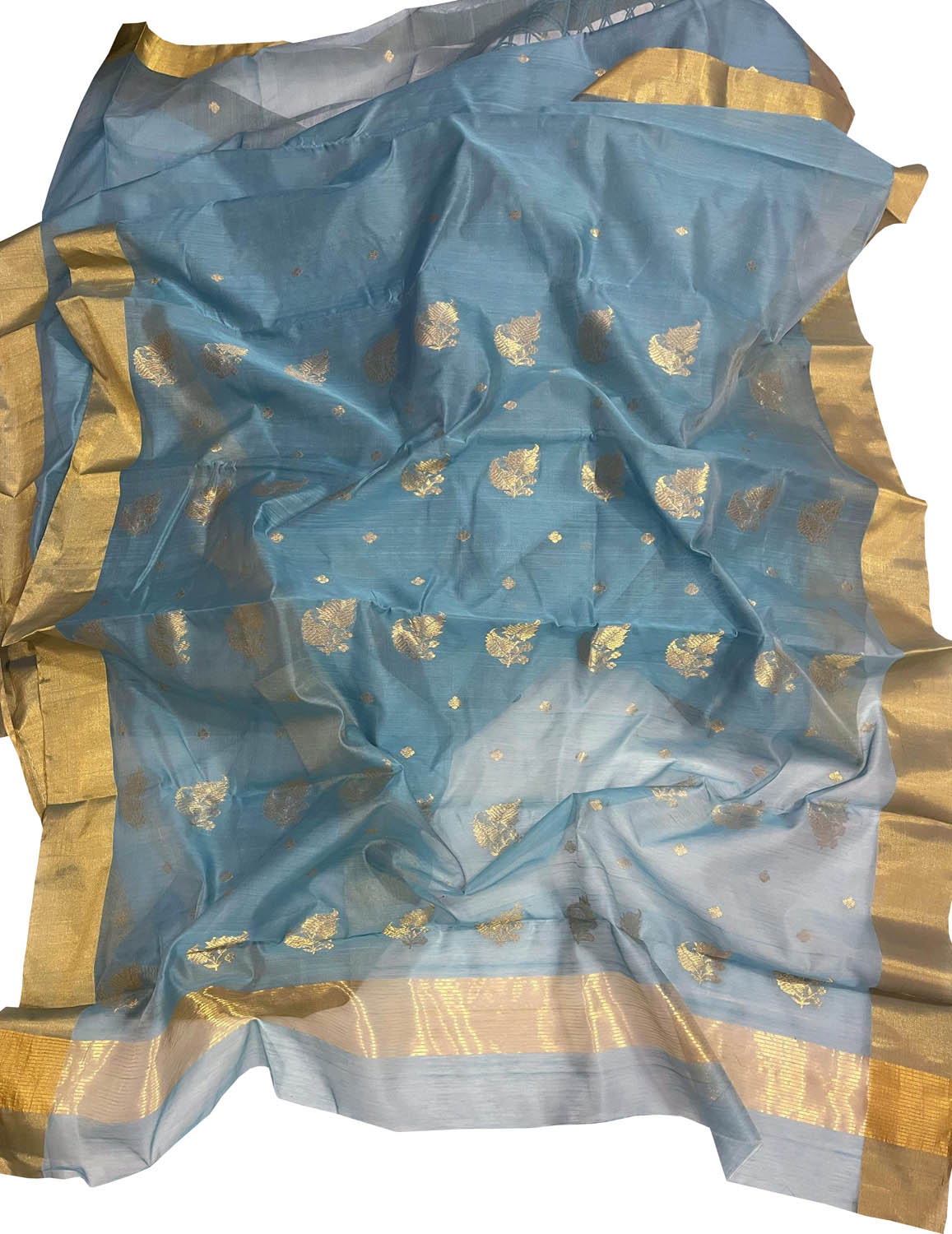 Elegant Blue Chanderi Handloom Silk Cotton Saree - Luxurion World