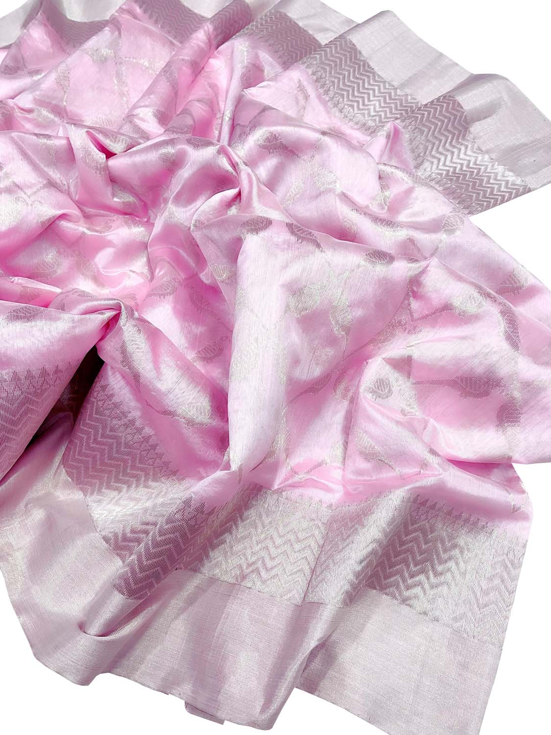 Elegant Pink Chanderi Handloom Pure Silk Saree - Luxurion World