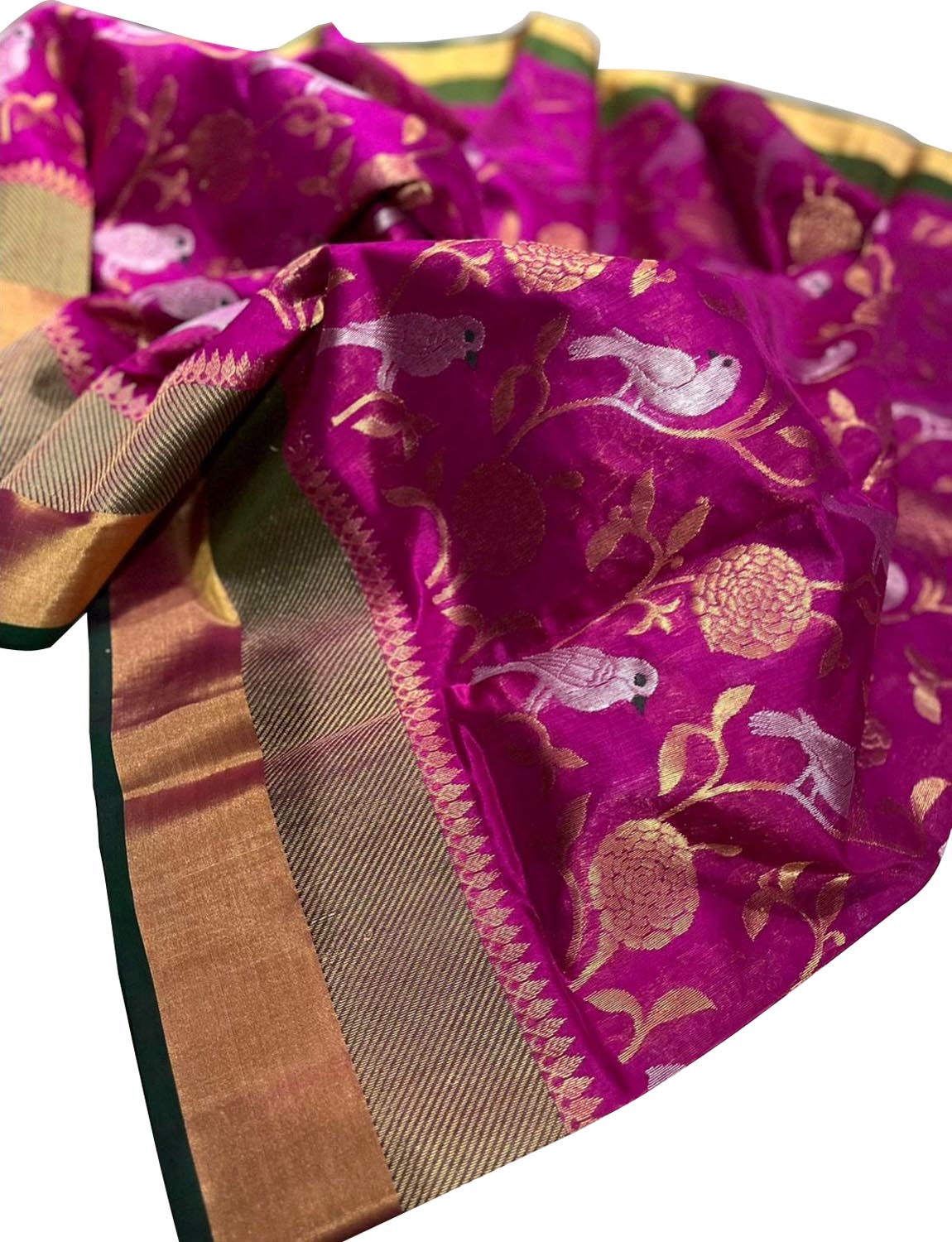 Elegant Pink Chanderi Handloom Pure Silk Saree - Luxurion World