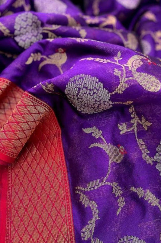 Elegant Purple Chanderi Handloom Silk Saree: A Timeless Classic - Luxurion World