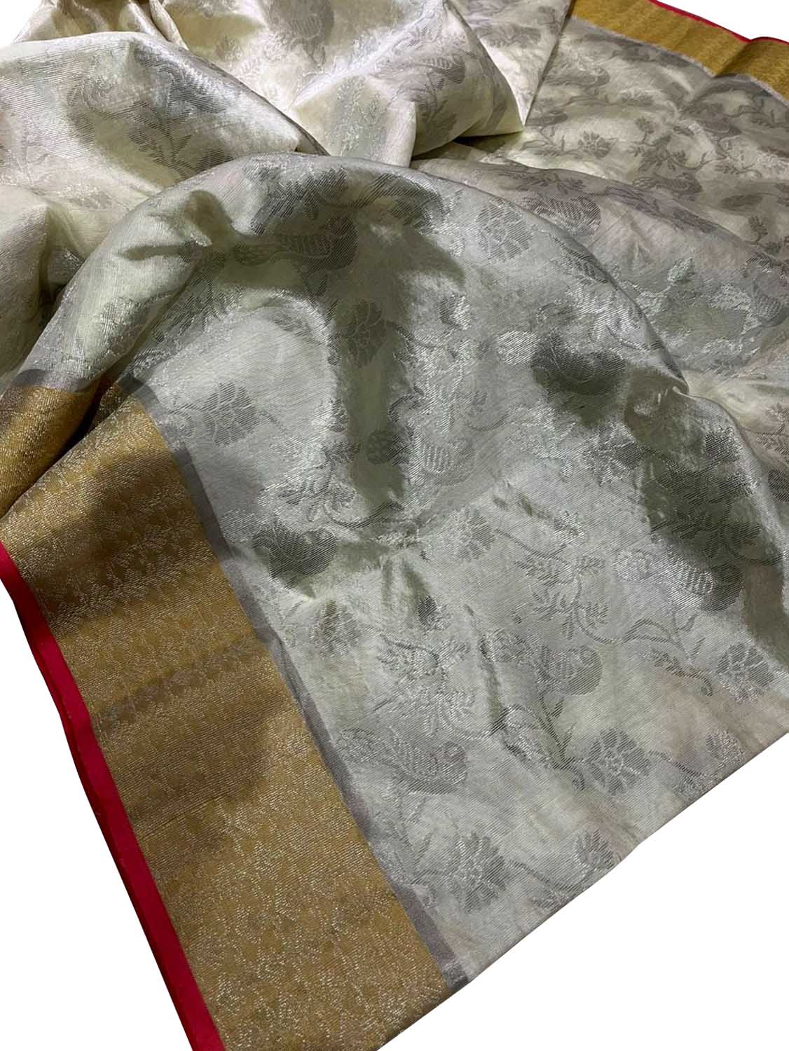 Elegant Off White Chanderi Handloom Silk Saree - Luxurion World