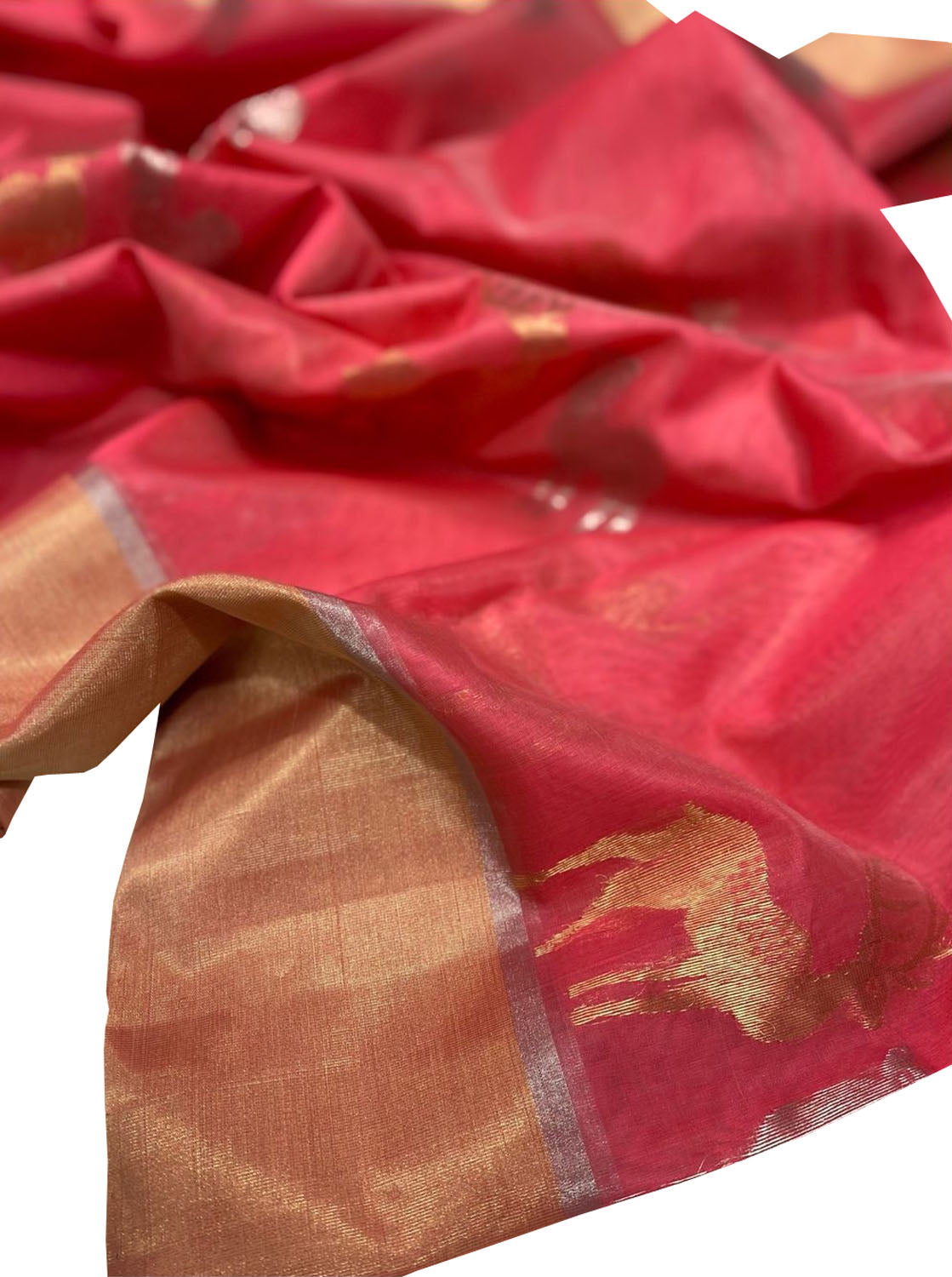 Elegant Pink Chanderi Handloom Silk Cotton Saree - Luxurion World