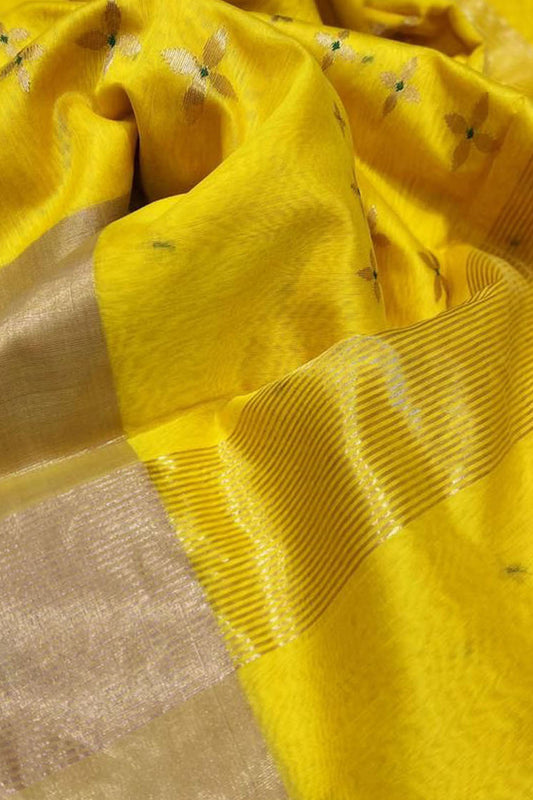 Stunning Yellow Chanderi Handloom Silk Cotton Saree: A Must-Have Ethnic Attire - Luxurion World