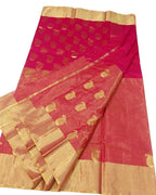 Elegant Pink Chanderi Handloom Silk Cotton Saree - Luxurion World