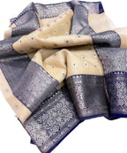 Elegant Pastel Chanderi Handloom Pure Katan Organza Silk Saree - Luxurion World