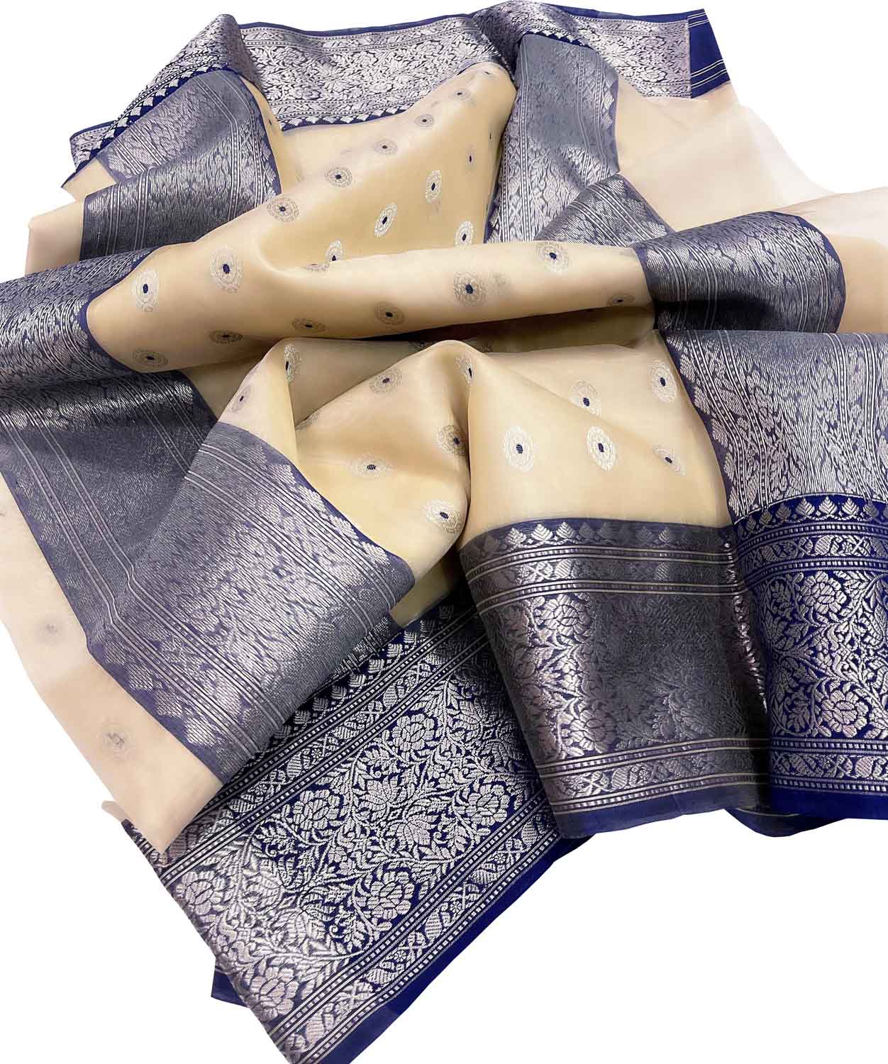 Elegant Pastel Chanderi Handloom Pure Katan Organza Silk Saree - Luxurion World