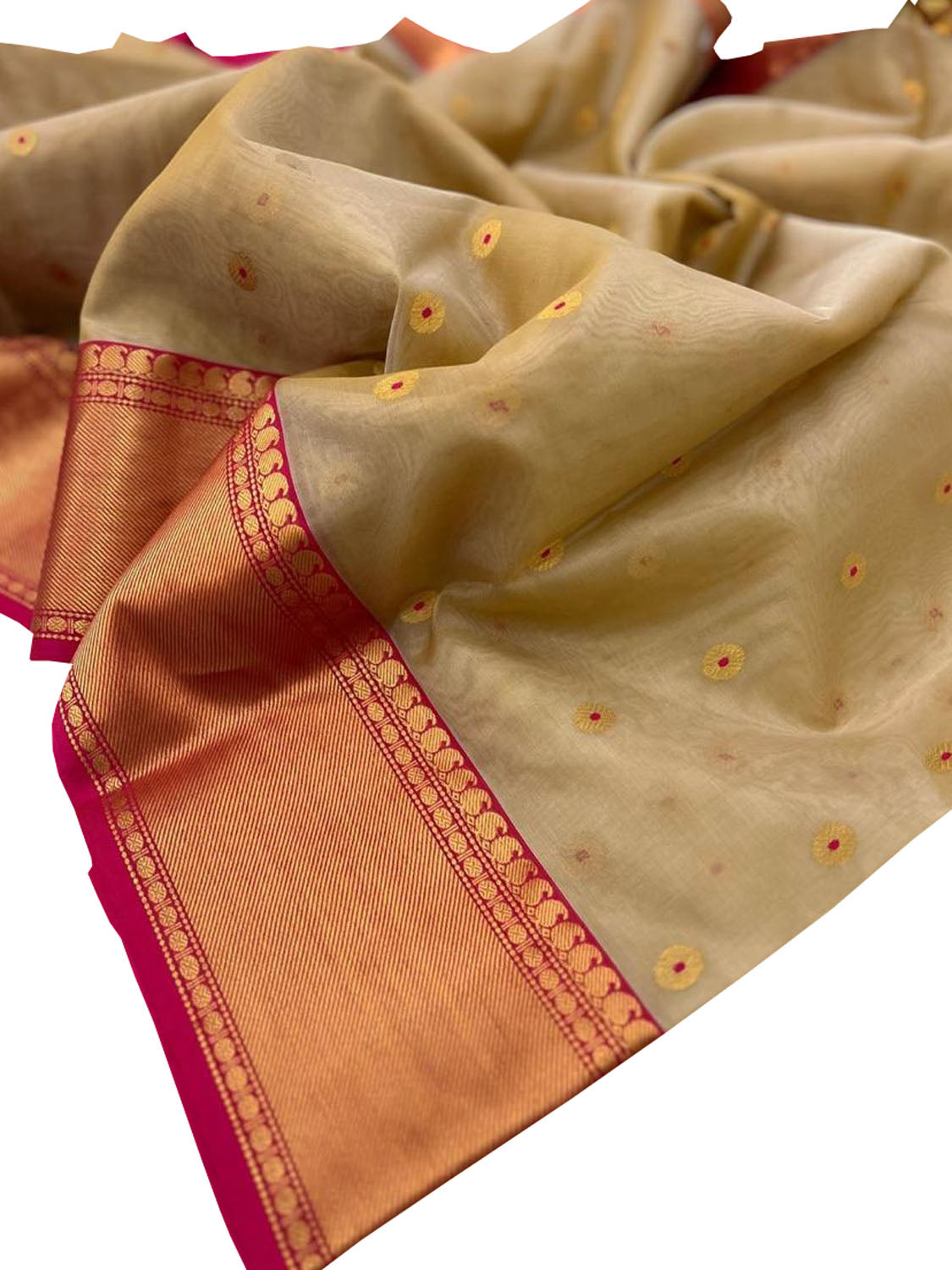 Elegant Pastel Chanderi Handloom Silk Saree: Pure Luxury - Luxurion World