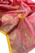 Elegant Pink Chanderi Handloom Pure Silk Saree: A Timeless Beauty - Luxurion World