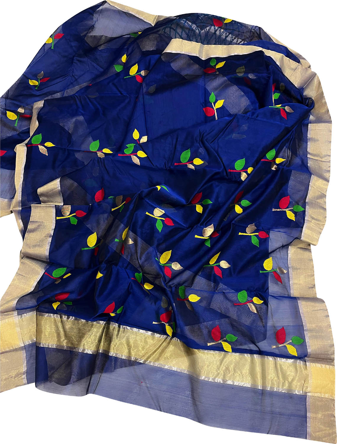 Blue Chanderi Silk Cotton Saree: Handloom Elegance - Luxurion World