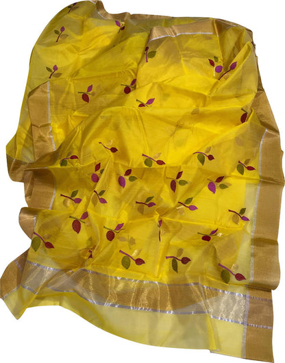 Stunning Yellow Chanderi Silk Cotton Saree - Luxurion World