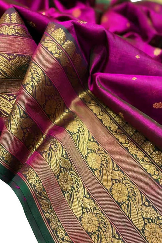 Exquisite Purple Chanderi Pure Silk Saree - Handloom Elegance - Luxurion World